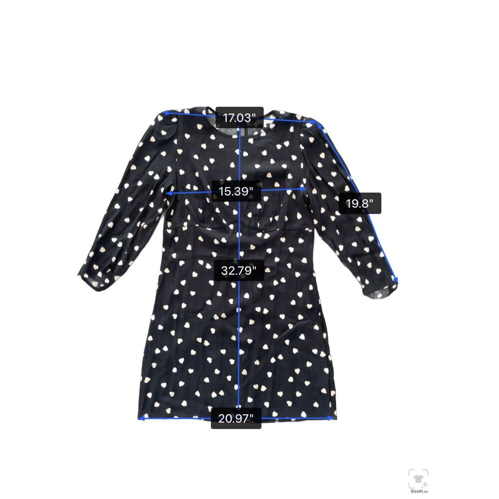 Reformation Brantley Dress Luv It Black Polka Dot Hearts Print Mini Nwt 8 - Picture 6 of 10